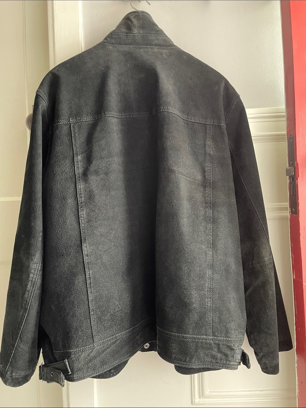 Vintage black leather moto-inspired utility jacket -XL - Picture 2 of 12